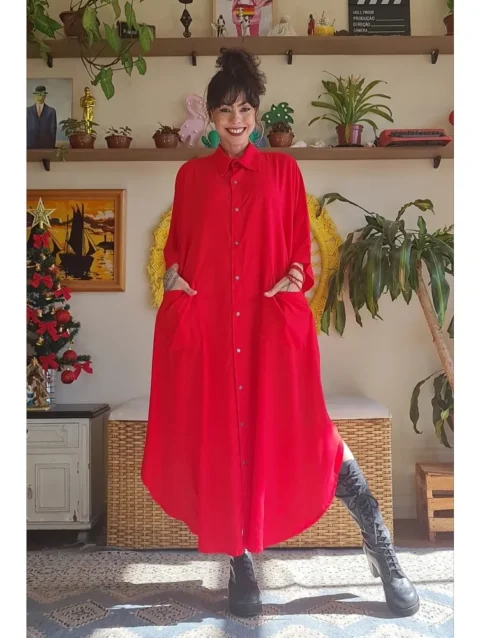 CAMISÃO CRIS LONGO VERMELHO