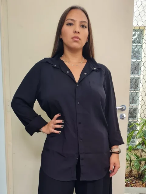 CAMISA MARIA JOÃO MANGA LONGA PRETA