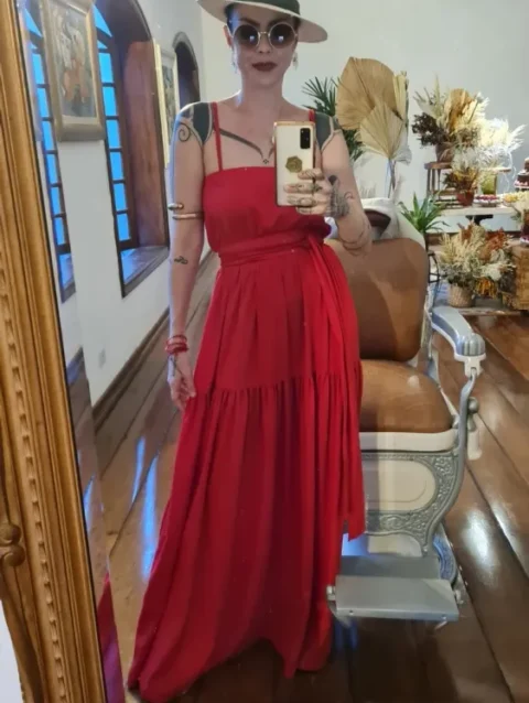 VESTIDO FRIDA LONGO VERMELHO