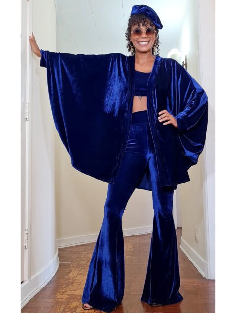 KIMONO FÊNIX VELUDO AZUL MARINHO
