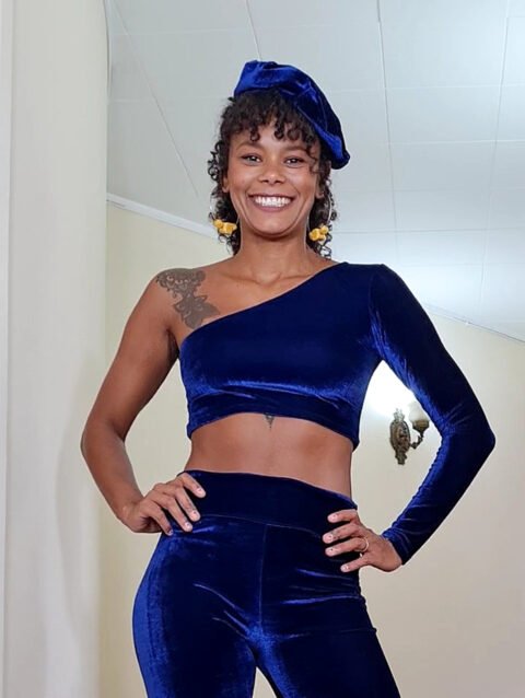 TOP ASSUCENA VELUDO AZUL MARINHO