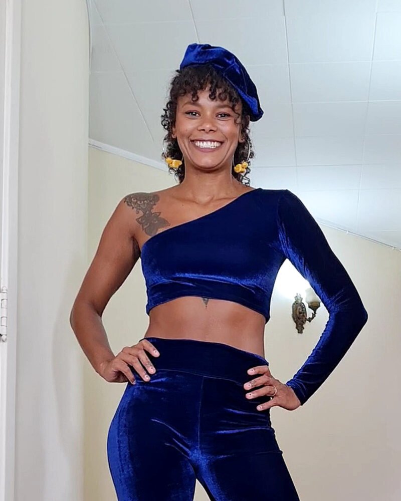 TOP ASSUCENA VELUDO AZUL MARINHO