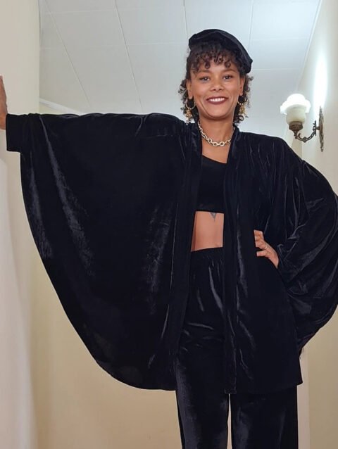 KIMONO FÊNIX VELUDO PRETO