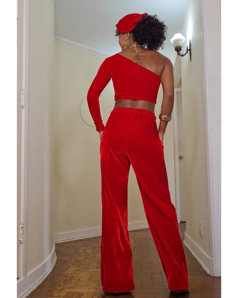 CALÇA RETA VELUDO VERMELHO - Imagem 3
