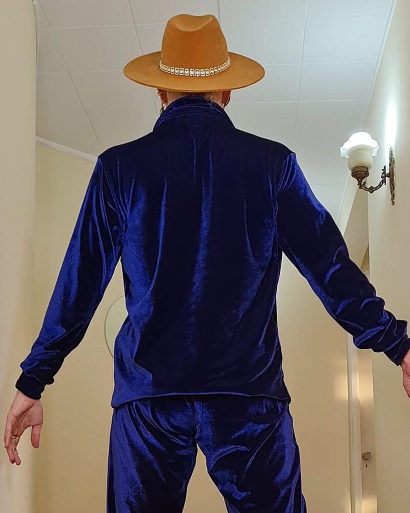 CAMISA MARIA JOÃO MANGA LONGA VELUDO AZUL MARINHO - Imagem 2