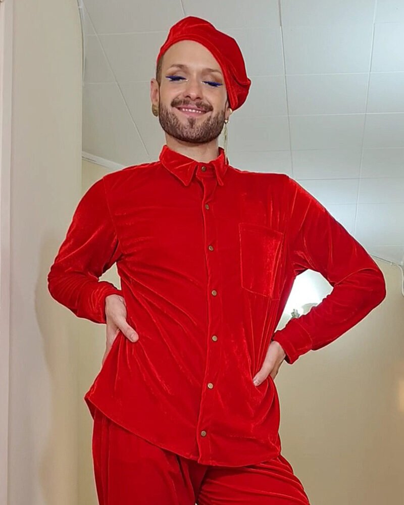 CAMISA MARIA JOÃO MANGA LONGA VELUDO VERMELHO