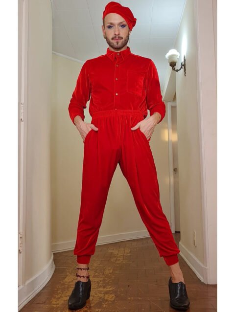 CALÇA MARIA JOÃO VELUDO VERMELHO