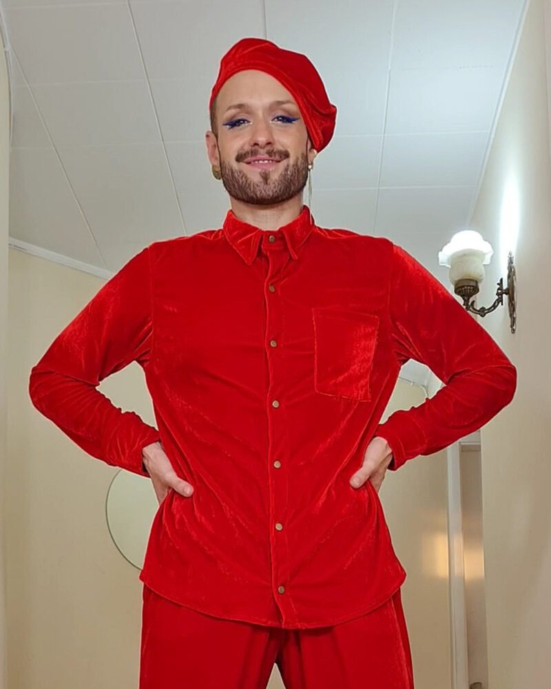 CAMISA MARIA JOÃO MANGA LONGA VELUDO VERMELHO - Imagem 3