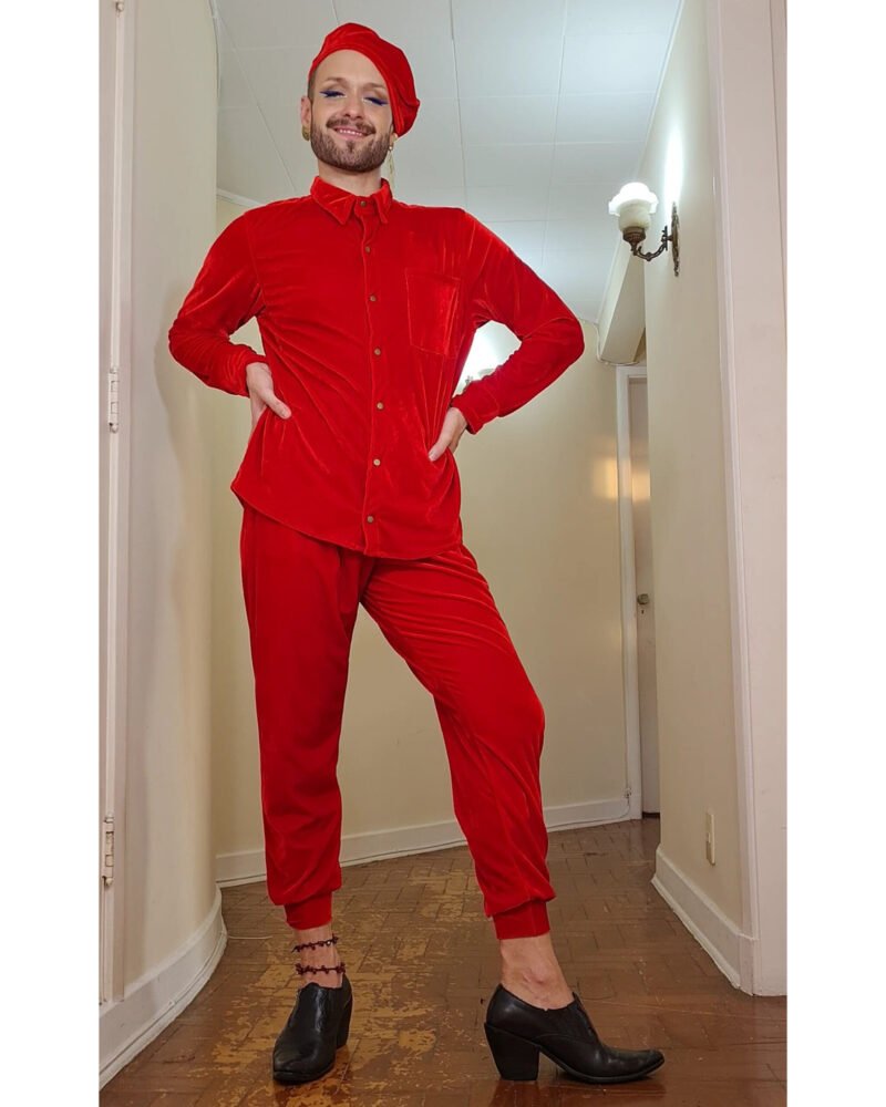 CALÇA MARIA JOÃO VELUDO VERMELHO - Imagem 3