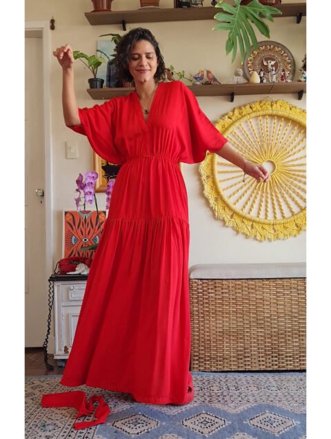 VESTIDO FÊNIX LONGO VERMELHO