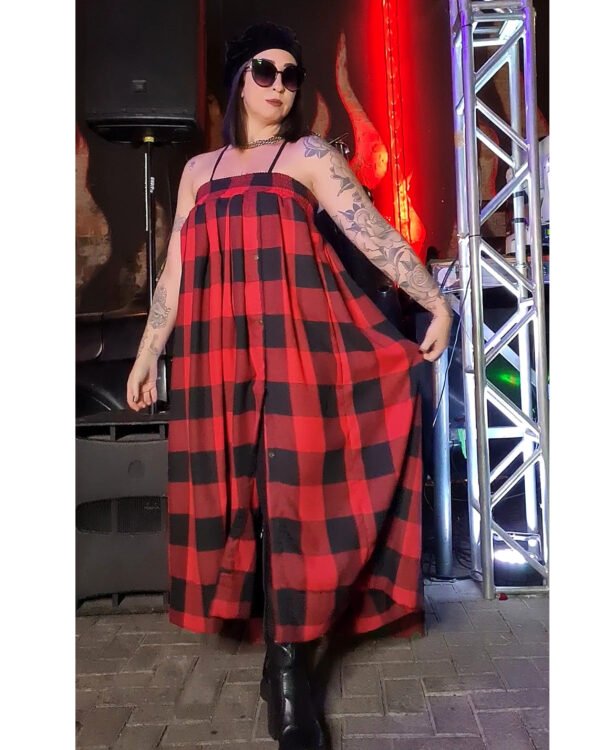 SAIA JASMIM FLANELA XADREZ VERMELHO E PRETO - Imagem 9