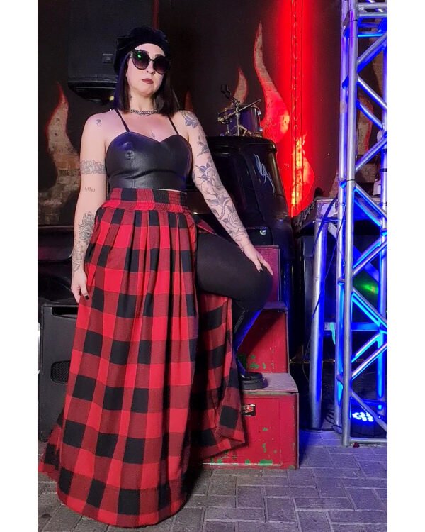 SAIA JASMIM FLANELA XADREZ VERMELHO E PRETO - Imagem 3