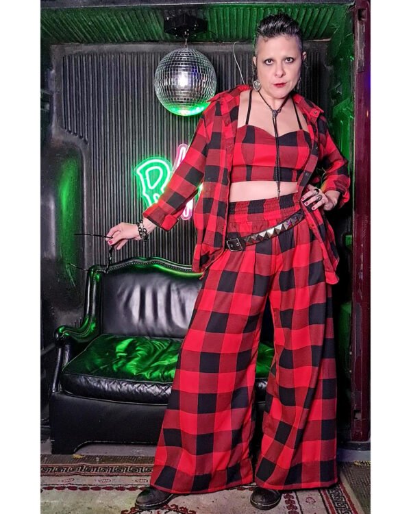 PANTALONA FLANELA XADREZ VERMELHA E PRETA - Imagem 3