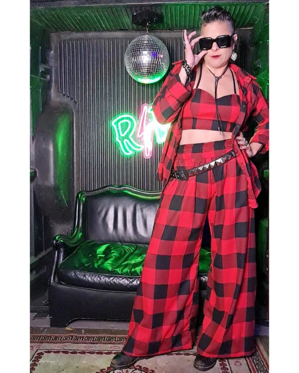 PANTALONA FLANELA XADREZ VERMELHA E PRETA - Imagem 2