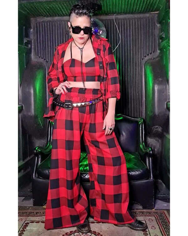 PANTALONA FLANELA XADREZ VERMELHA E PRETA