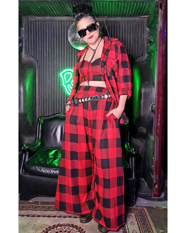PANTALONA FLANELA XADREZ VERMELHA E PRETA - Imagem 4