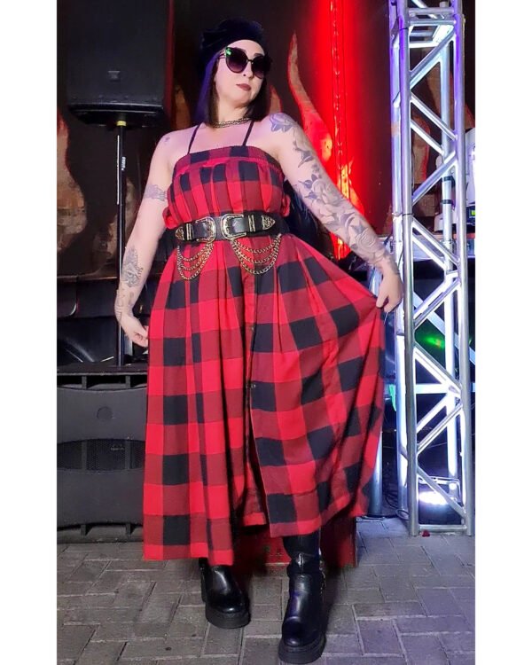 SAIA JASMIM FLANELA XADREZ VERMELHO E PRETO - Imagem 6