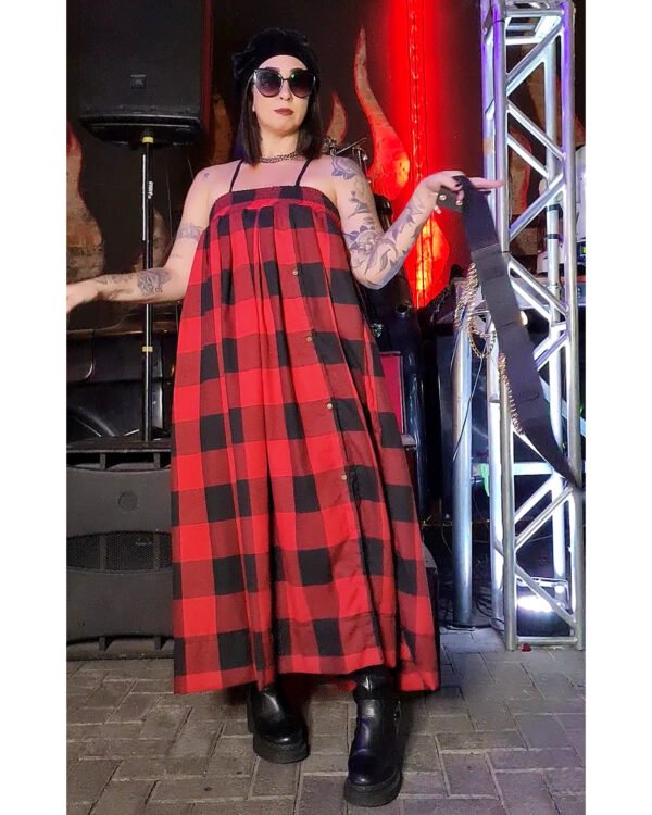 SAIA JASMIM FLANELA XADREZ VERMELHO E PRETO - Imagem 7