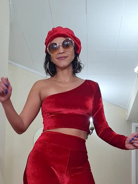 TOP ASSUCENA VELUDO VERMELHO