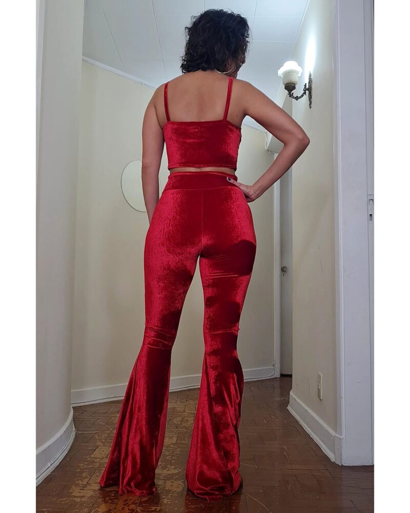 CALÇA JANIS JOPLIN VELUDO VERMELHO - boca de sino - Imagem 2