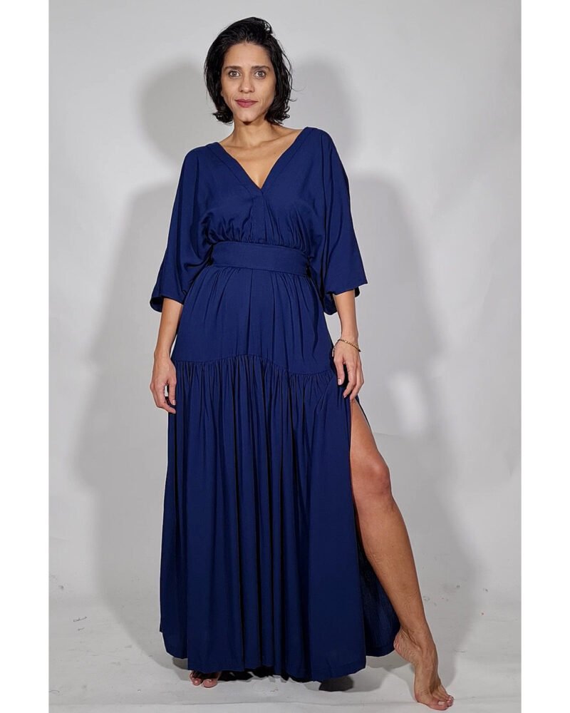 VESTIDO FÊNIX LONGO AZUL MARINHO