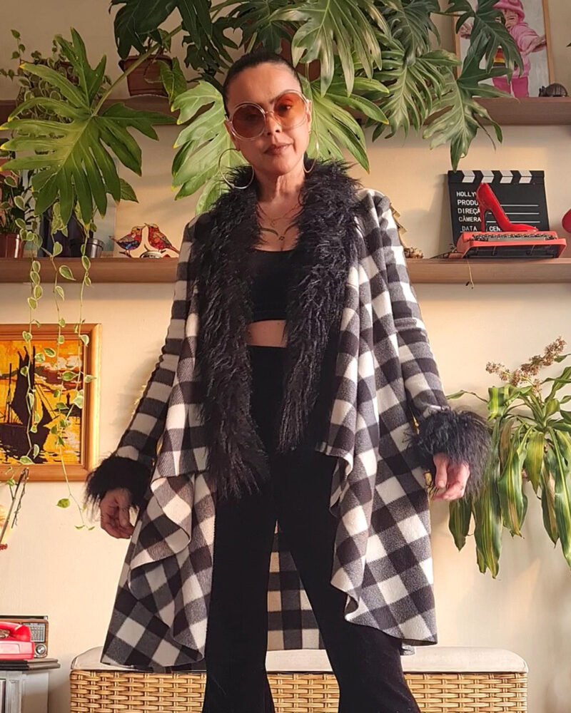 CASACO PENNY LANE XADREZ PRETO E BRANCO - Imagem 8