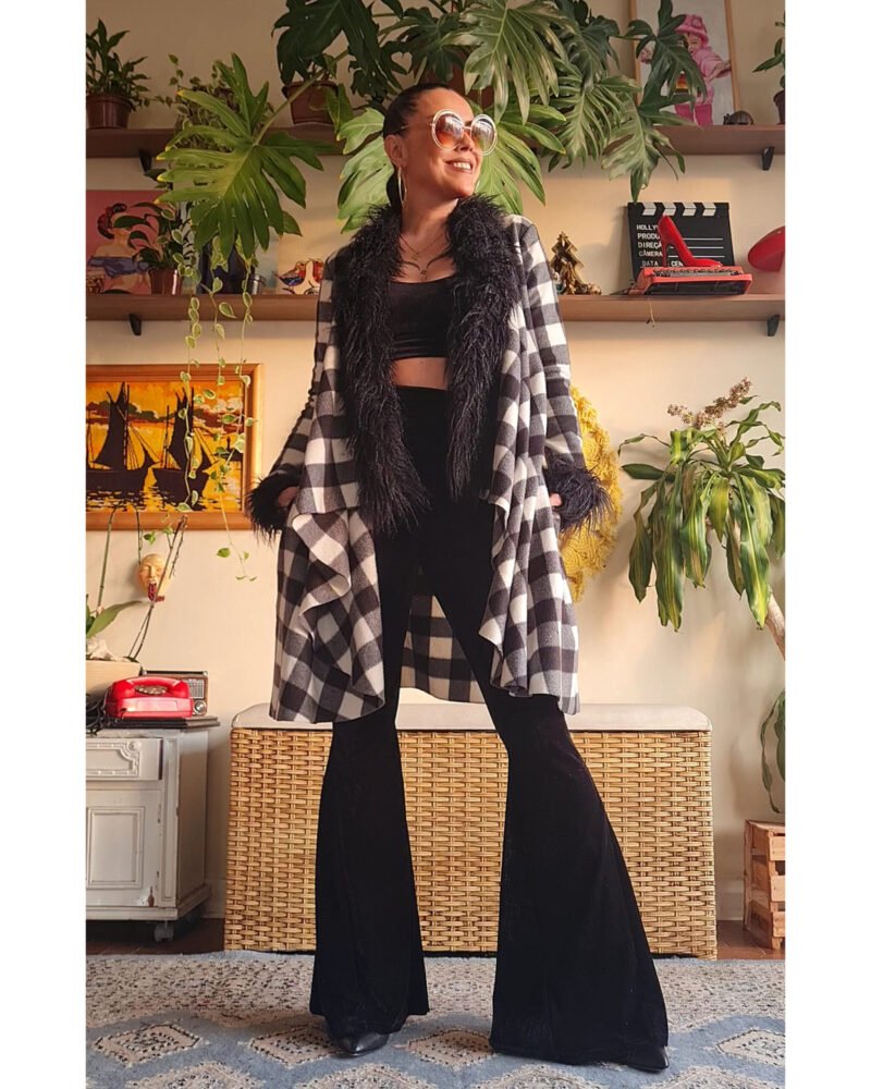 CASACO PENNY LANE XADREZ PRETO E BRANCO - Imagem 2