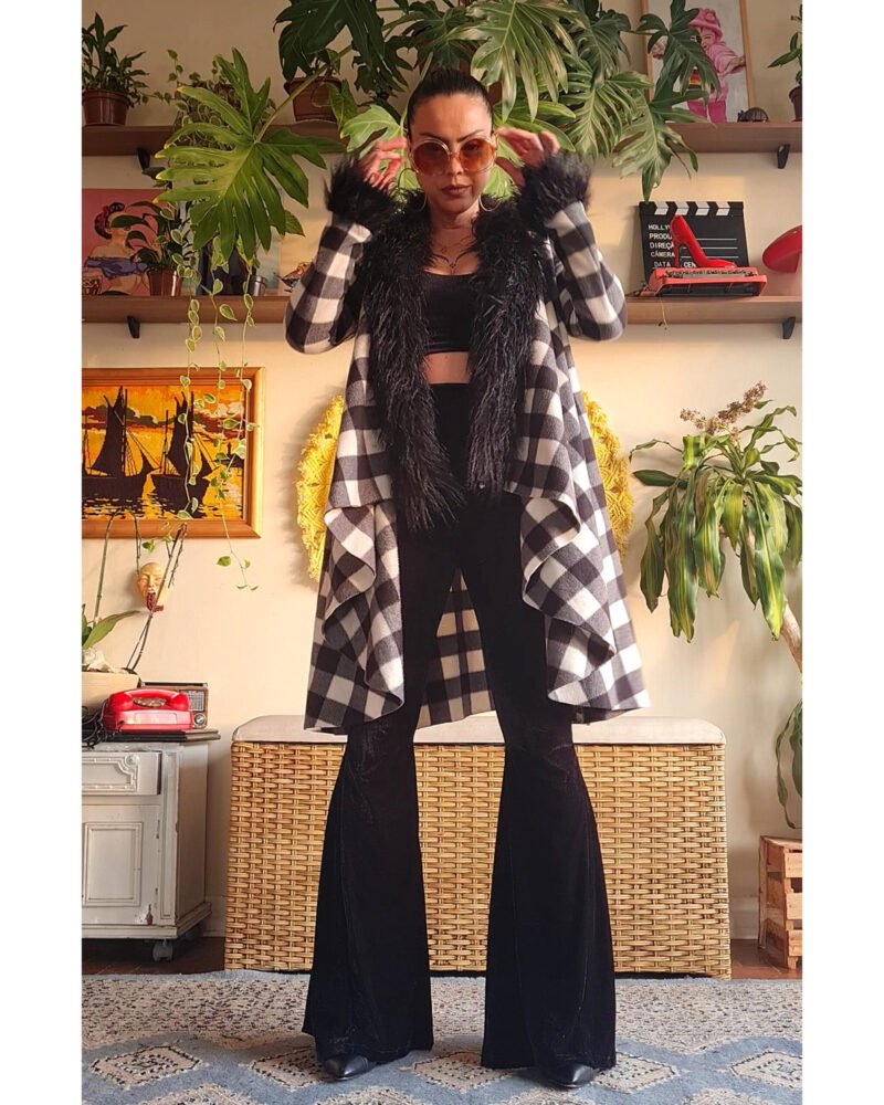 CASACO PENNY LANE XADREZ PRETO E BRANCO - Imagem 6