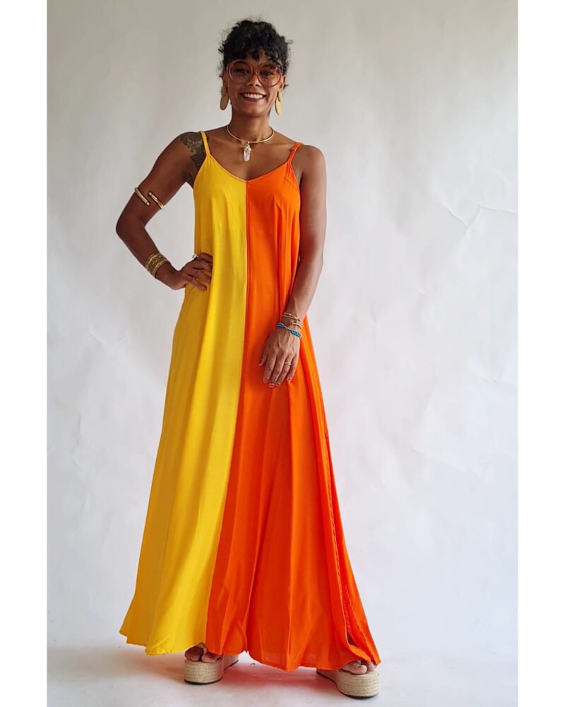 VESTIDO DANI BICOLOR AMARELO E LARANJA