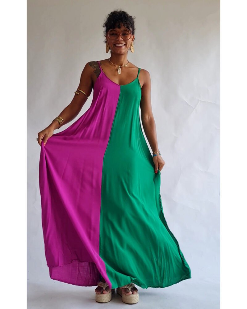 VESTIDO DANI BICOLOR VERDE E FUCSIA - Imagem 4