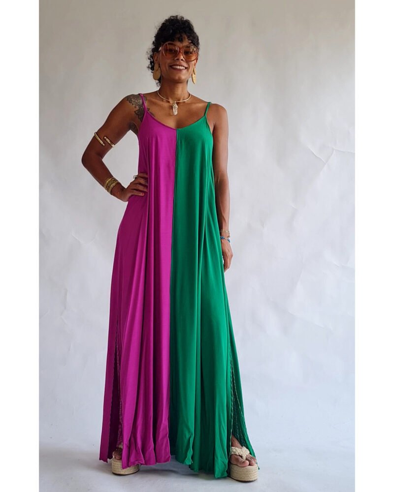 VESTIDO DANI BICOLOR VERDE E FUCSIA - Imagem 5