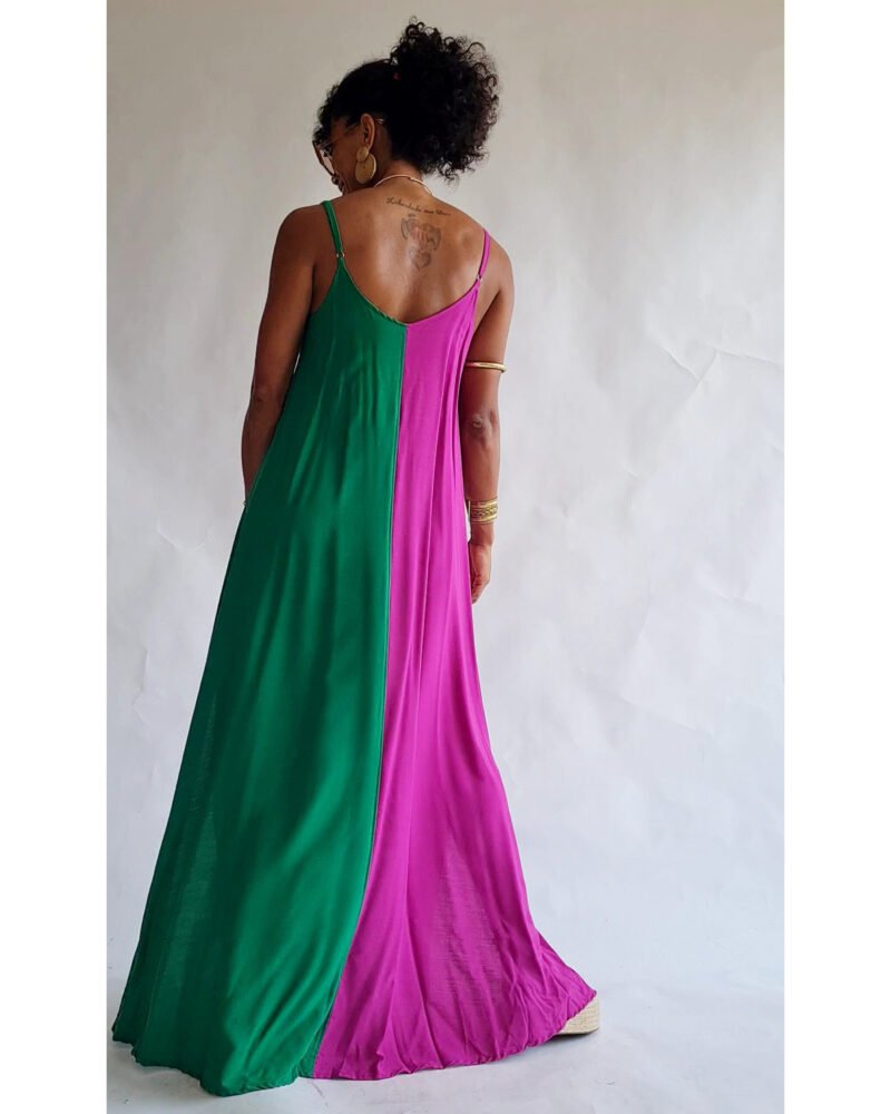 VESTIDO DANI BICOLOR VERDE E FUCSIA - Imagem 2