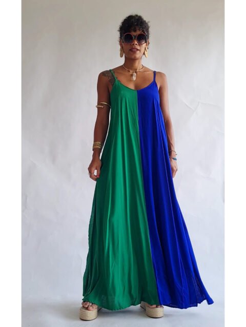 VESTIDO DANI BICOLOR VERDE E AZUL