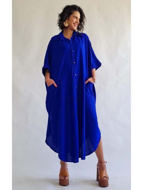 CAMISÃO CRIS LONGO AZUL ROYAL