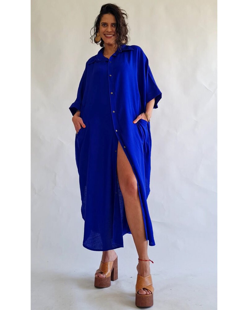 CAMISÃO CRIS LONGO AZUL ROYAL - Imagem 4
