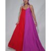 VESTIDO DANI BICOLOR VERMELHO E FUCSIA