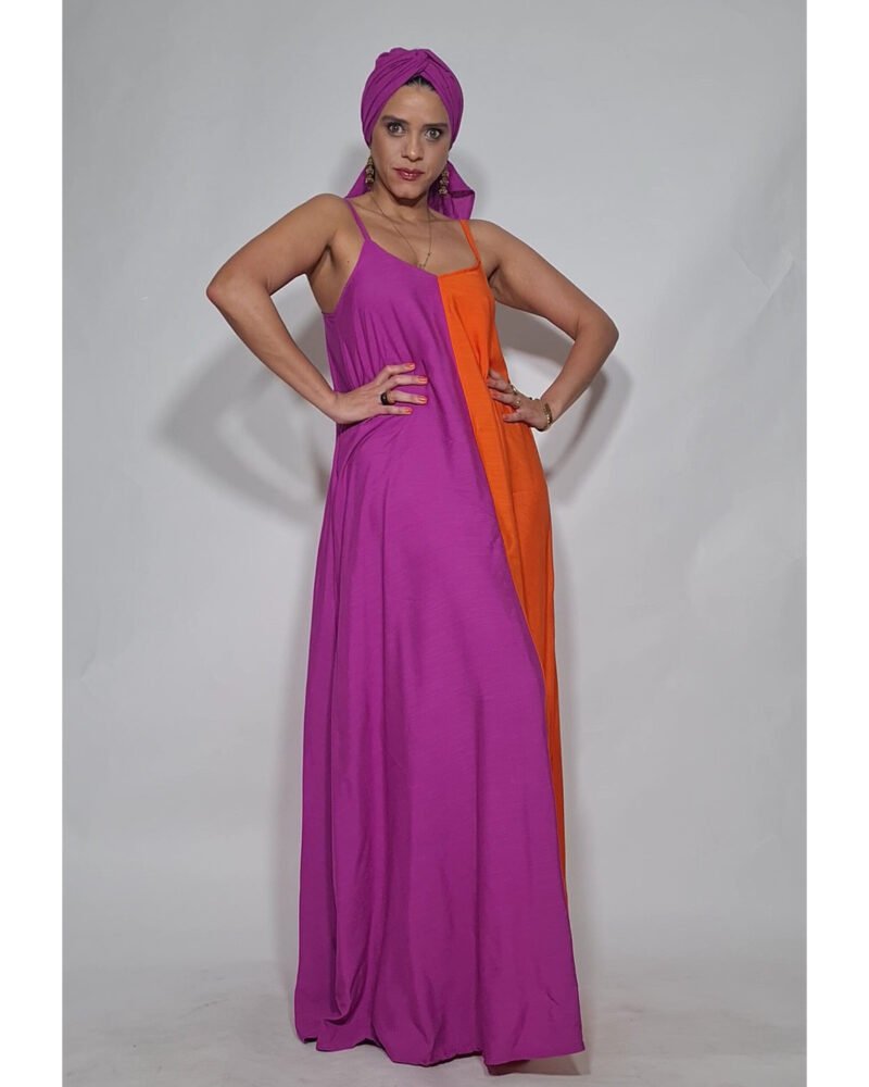 VESTIDO DANI BICOLOR LARANJA E FUCSIA - Imagem 5