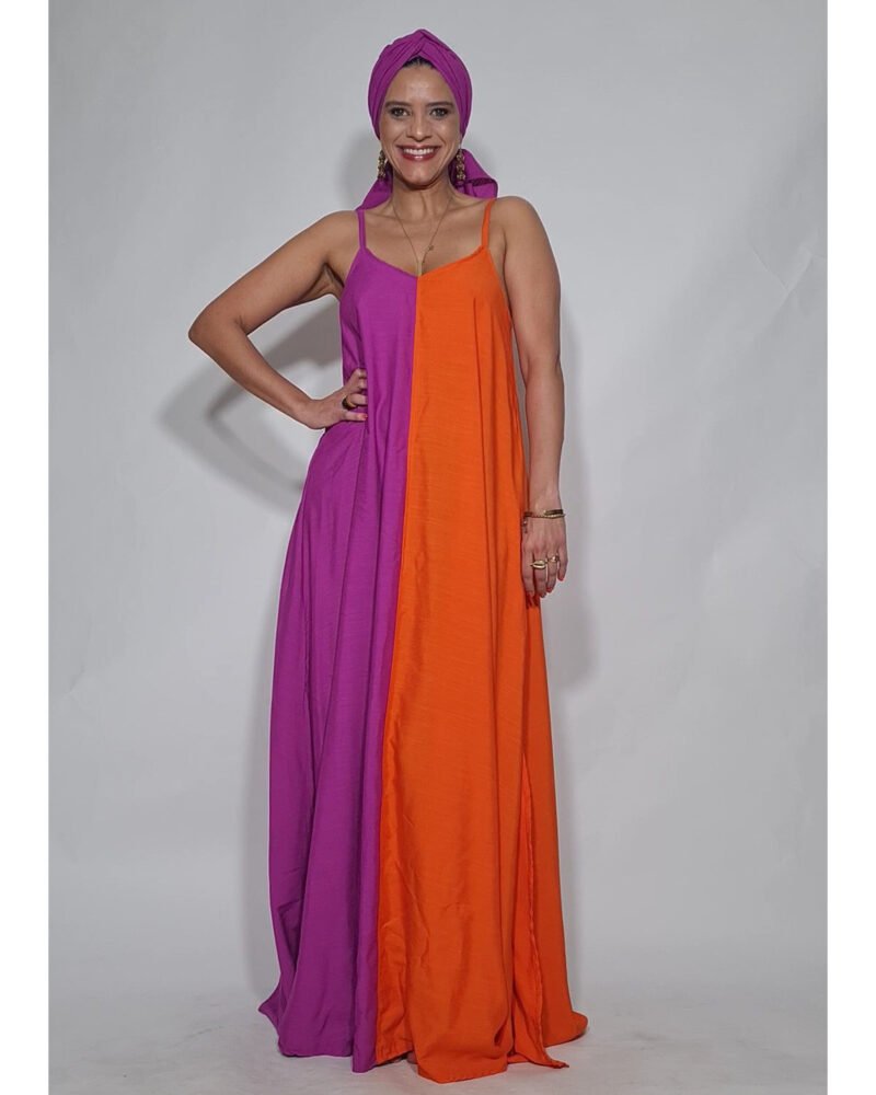 VESTIDO DANI BICOLOR LARANJA E FUCSIA - Imagem 4