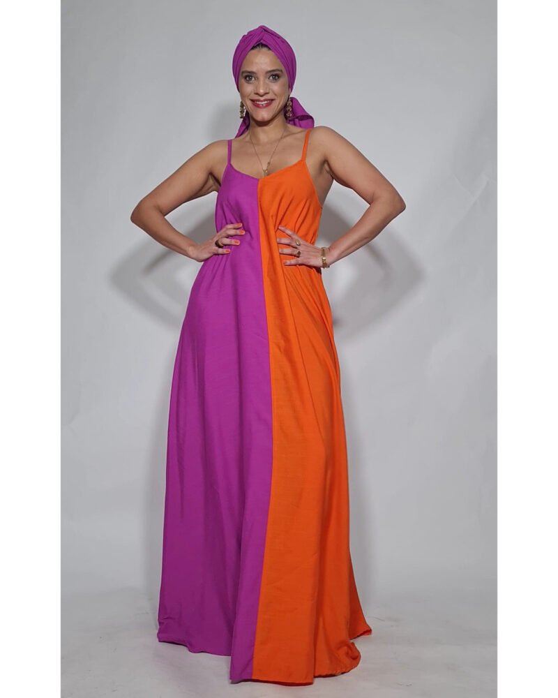 VESTIDO DANI BICOLOR LARANJA E FUCSIA - Imagem 3