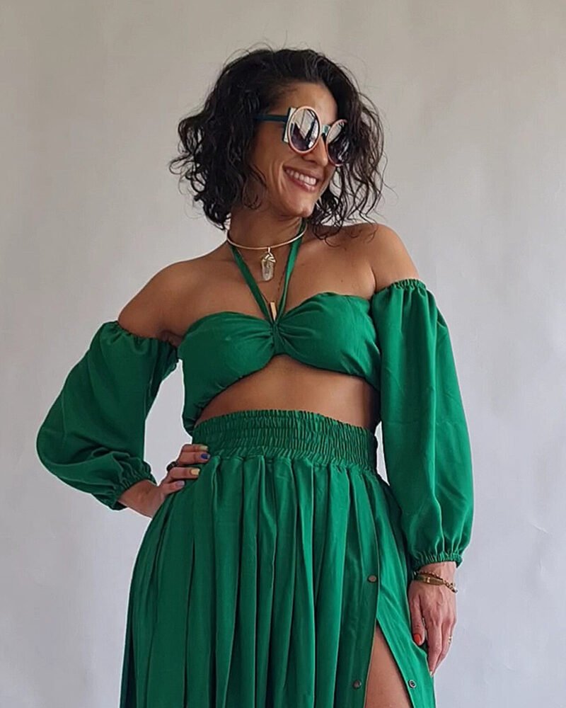 TOP ALCA MANGAS VERDE BANDEIRA
