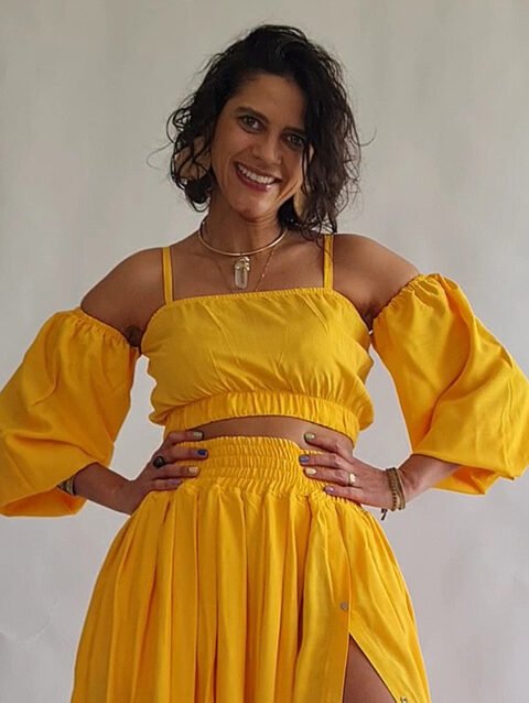 TOP ALCA MANGAS AMARELO