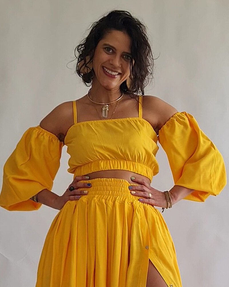 TOP ALCA MANGAS AMARELO