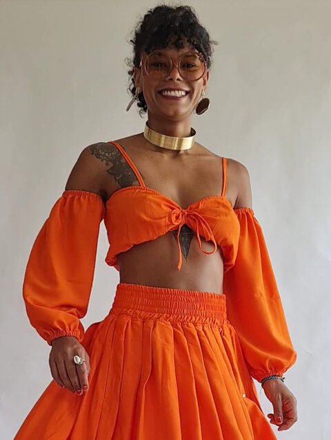 TOP ALCA MANGAS LARANJA