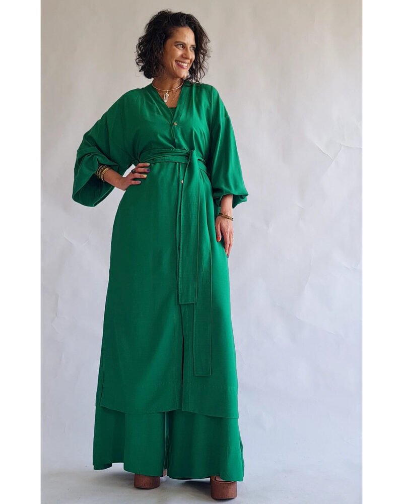 KIMONO LILITH LONGO VERDE BANDEIRA - Imagem 2