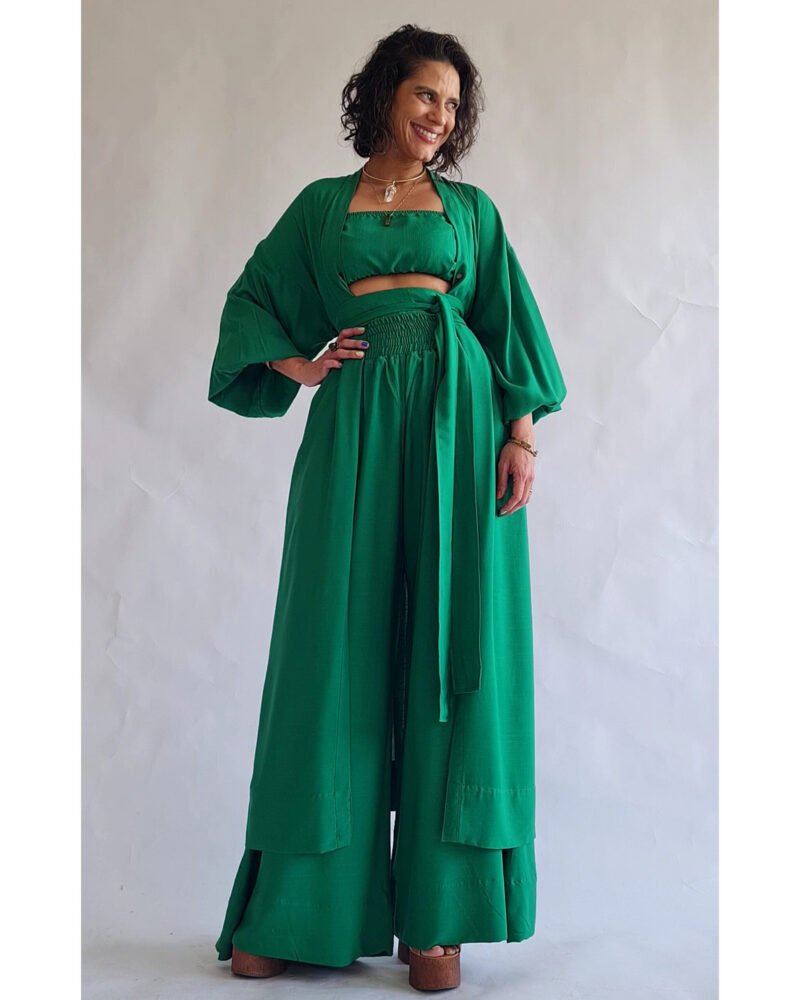 KIMONO LILITH LONGO VERDE BANDEIRA - Imagem 3