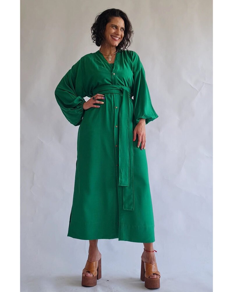 KIMONO LILITH LONGO VERDE BANDEIRA - Imagem 6
