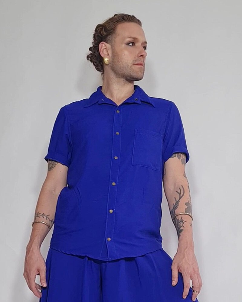 CAMISA MARIA JOÃO MANGA CURTA AZUL ROYAL