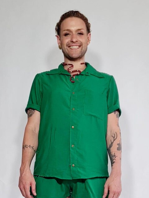 CAMISA MARIA JOÃO MANGA CURTA VERDE BANDEIRA