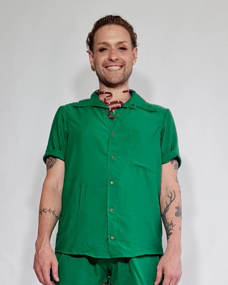 CAMISA MARIA JOÃO MANGA CURTA VERDE BANDEIRA