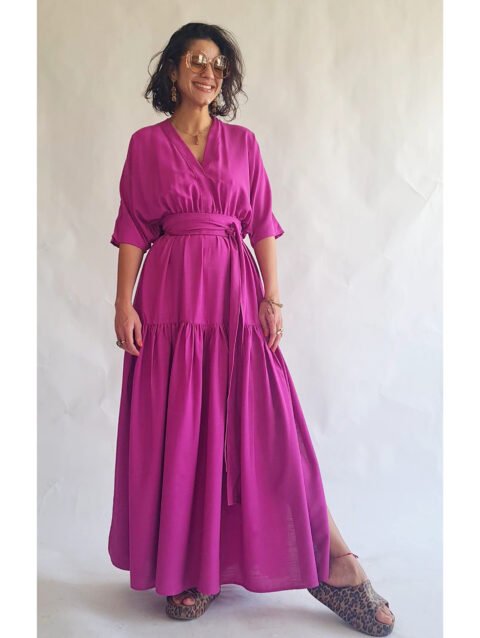 VESTIDO FÊNIX LONGO FUCSIA